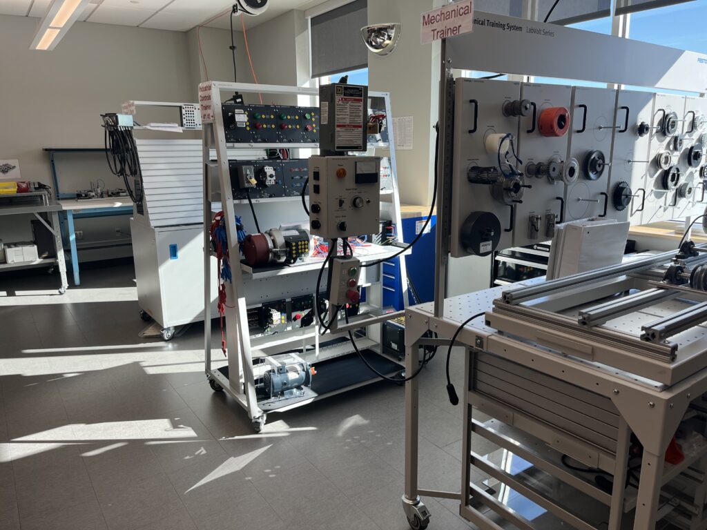 Festo Mechanical Trainers in a classroom at Attleboro High School.