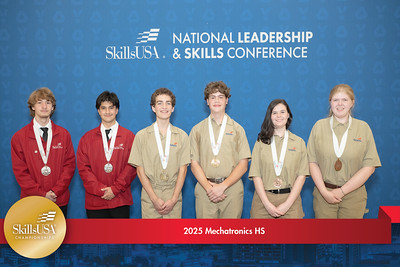 Students with medals at the SkillsUSA mechatronics competition in 2025.