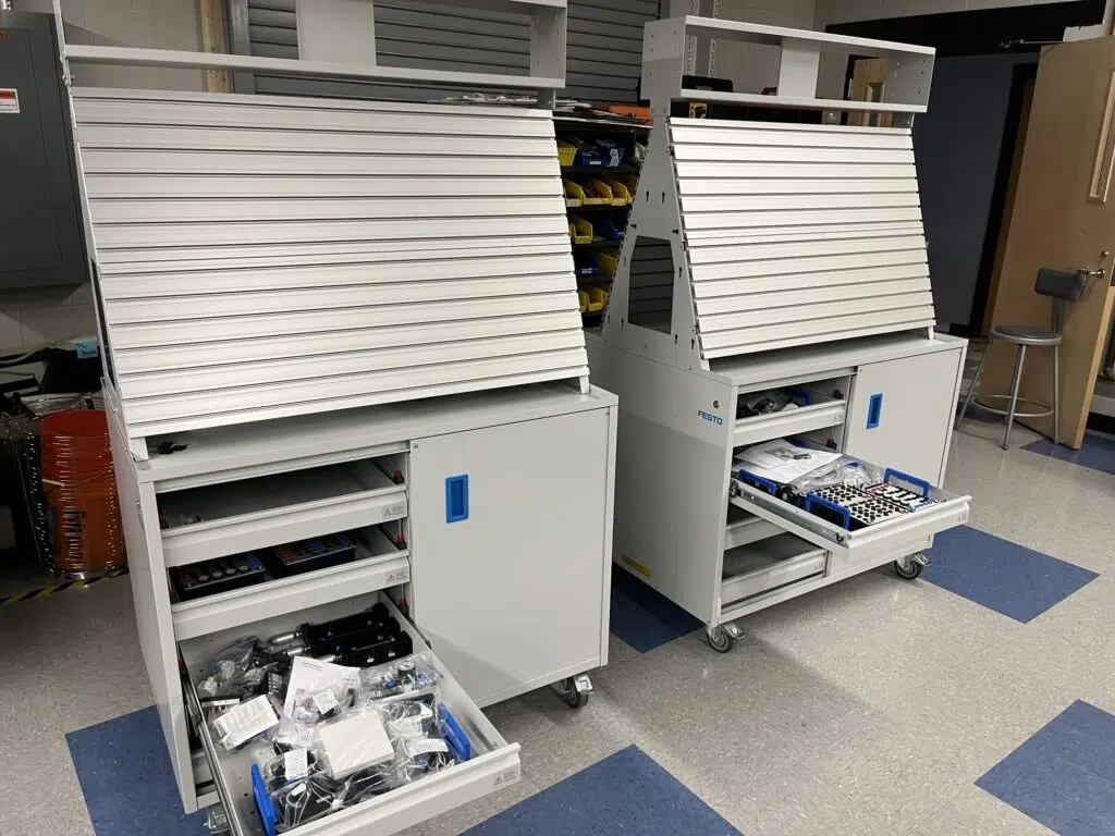 Festo fluid power workbenches at Greater Lawrence Technical School.