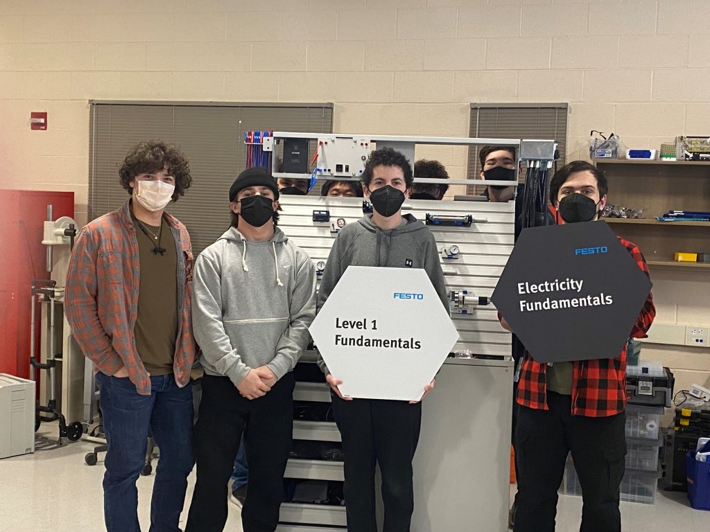 Students at Minuteman High School in the Festo Industry 4.0 Certification Program